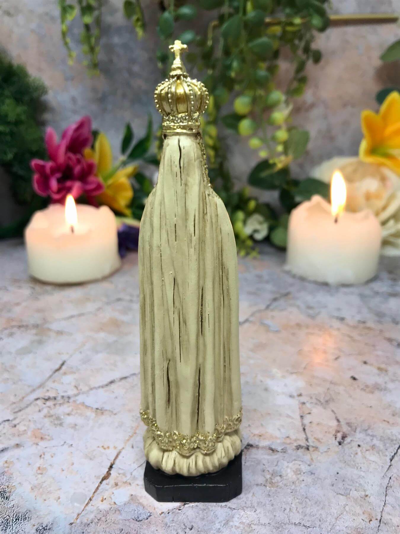 Blessed Virgin Mary Our Lady of Fatima Statue Ornament Figurine Figure Coloured Sculpture