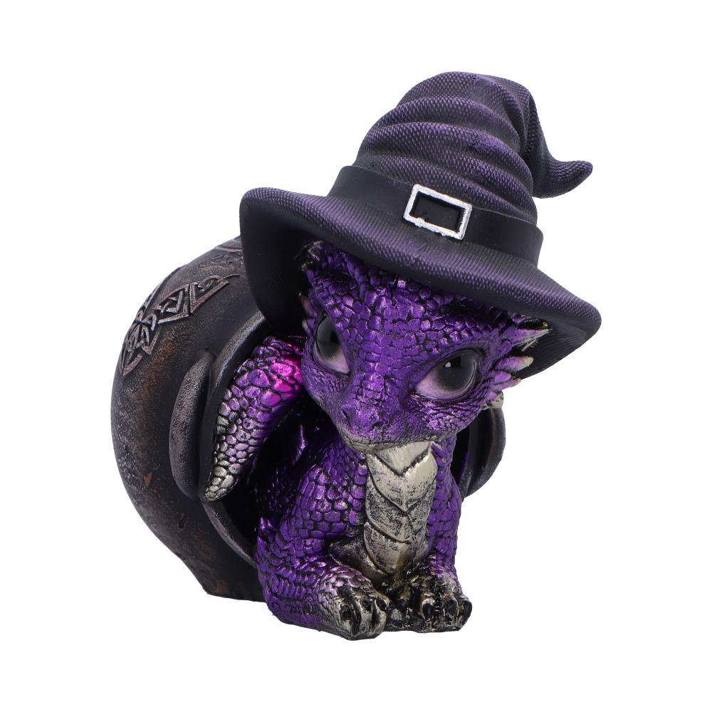 Whimsical Baby Dragon in Cauldron Gothic Witchcraft Fantasy Figurine Collectible