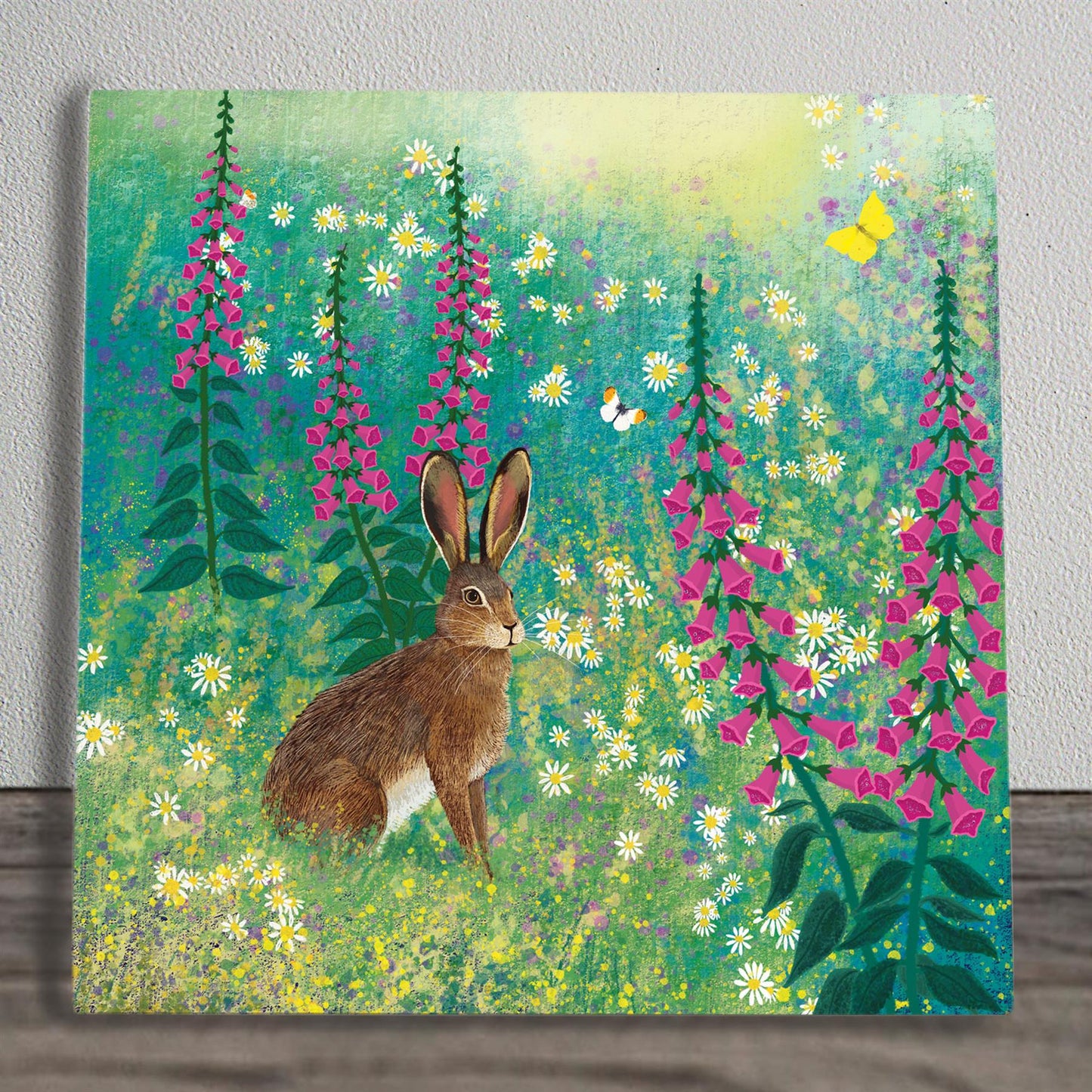 Jo Grundy FOXGLOVE MEADOW Ceramic Art Tile - 20X20 cm - Beautiful Nature Scene - Ready to Hang