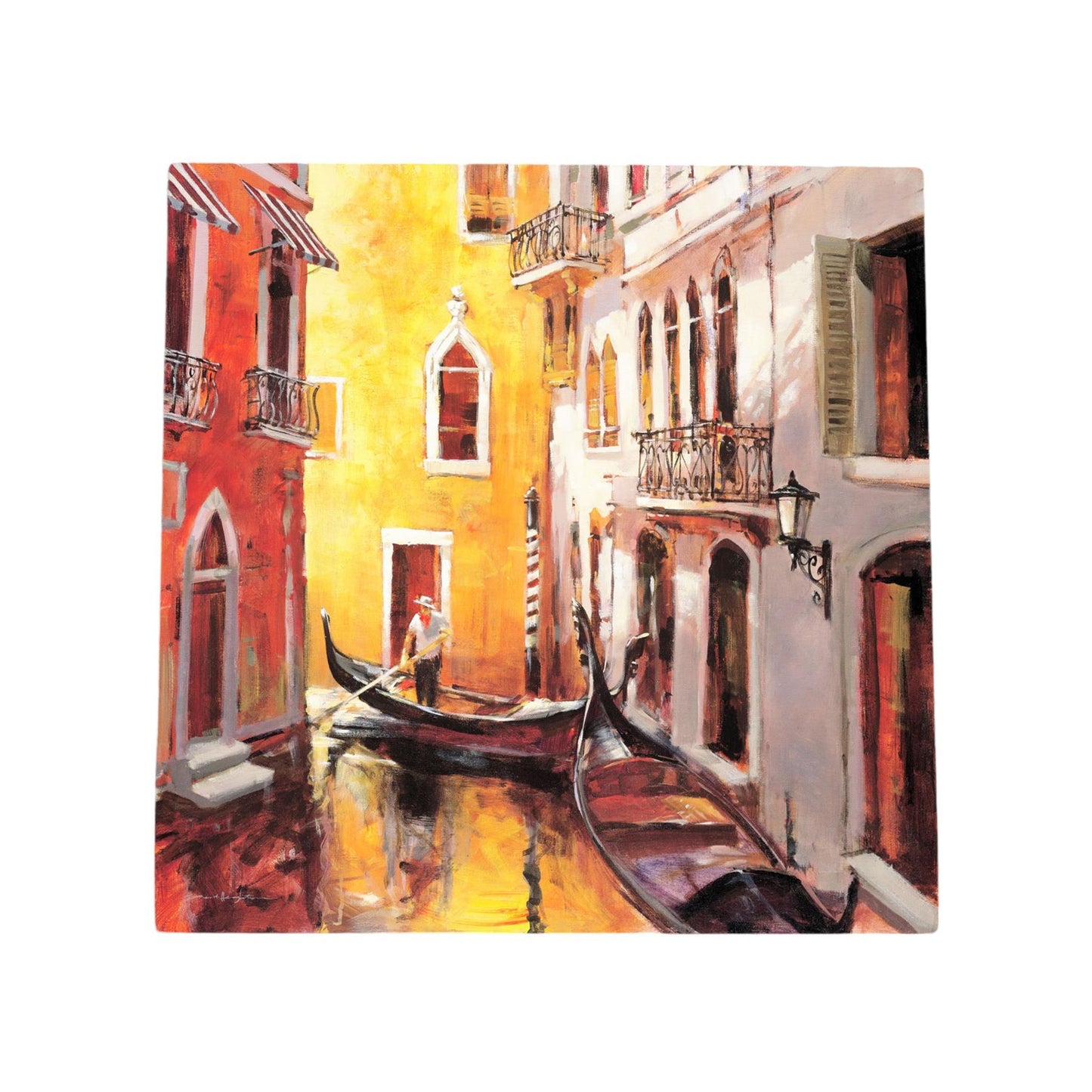 VENICE MORNING Ceramic Art Tile by Brent Heighton – 20x20 cm Ready to Hang Italian Gondola Wall Decor-Osiris Craftworks