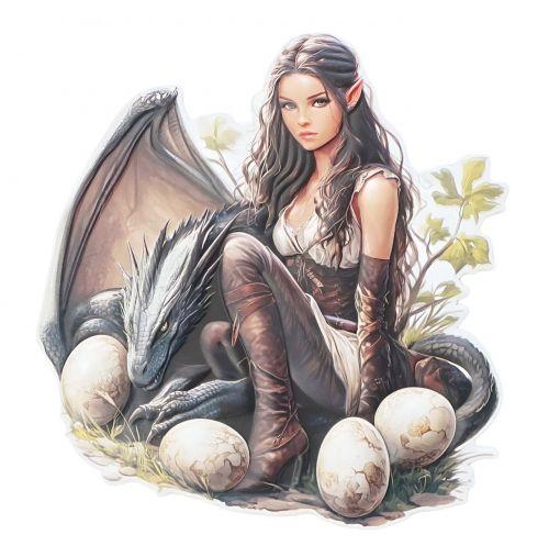 Large Fantasy Dragon Rider Wall Plaque | Mythical Elf Metal Art Sign | Gothic Wall Hanging Decor