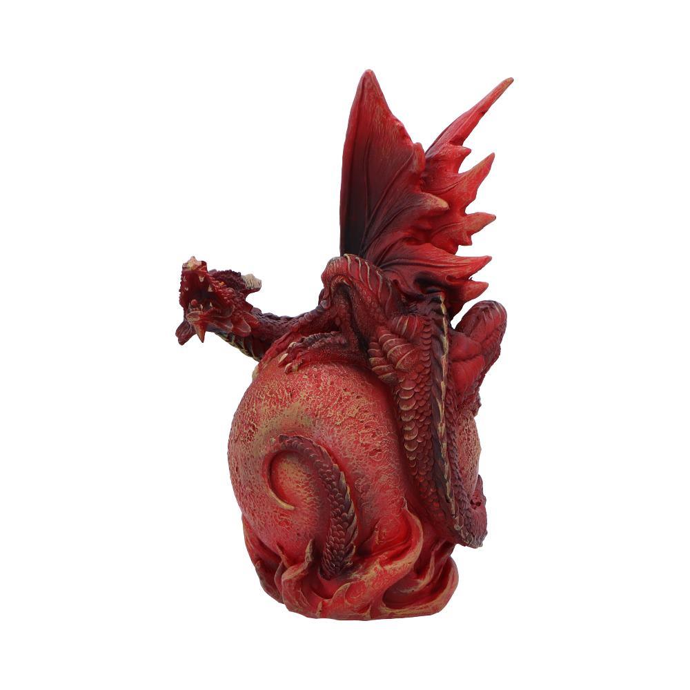 Gothic Fiery Crimson Mars Dragon Fantasy Statue Martian globe Mythical Decor