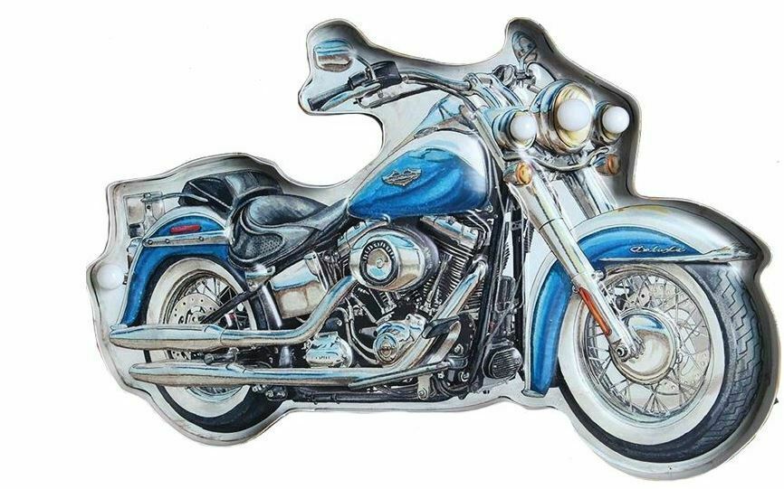 LED Motorbike Metal Wall Art | 38 x 26 cm Garage or Man Cave Decor