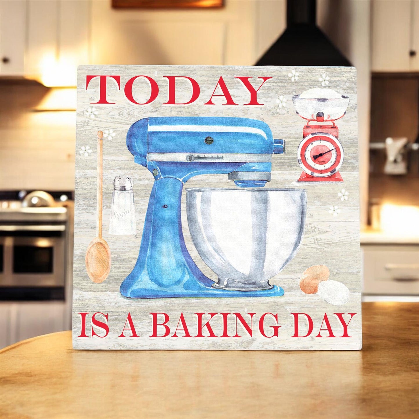 Today is a Baking Day Ceramic Art Tile by K.T. Bentley – 20x20 cm Ready to Hang Kitchen Décor