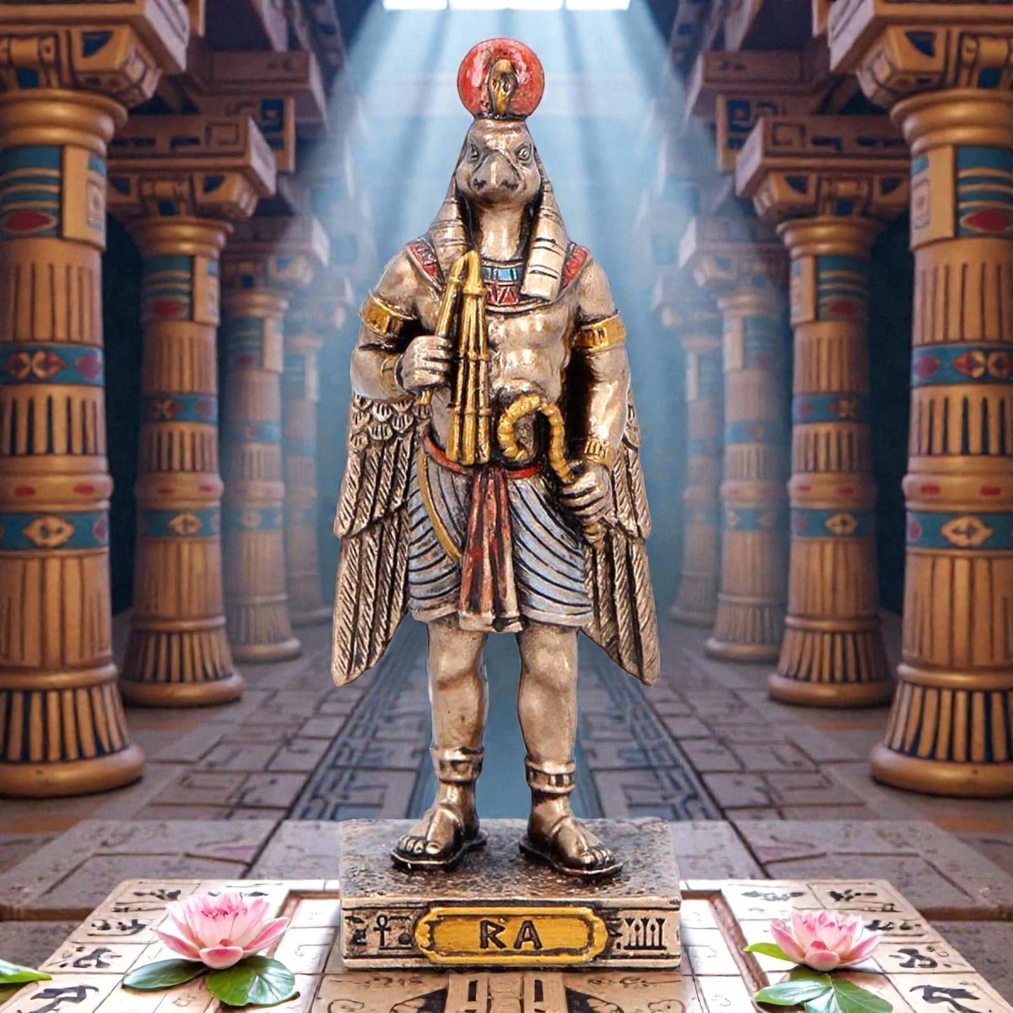 Small Ra Sun God Mini Figurine Egyptian Mythology Statue Ancient Egypt Decor