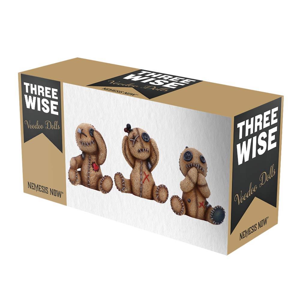 Gothic Voodoo Doll Figurine Hear No See No Speak No Evil Quirky Gift Boxed