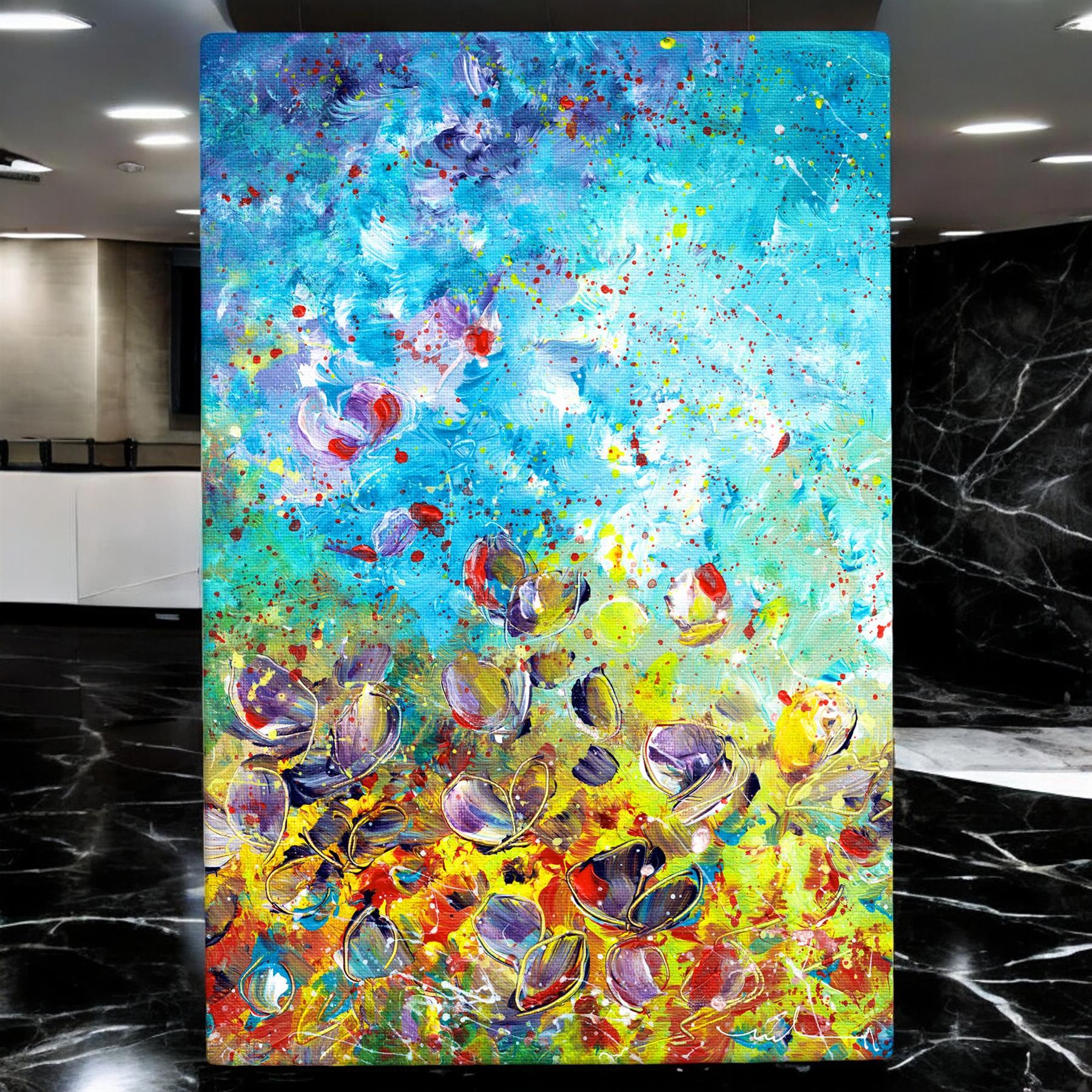 Explosion of Joy Ceramic Art Tile by Miki de Goodaboom - Vibrant Wall Art-Osiris Craftworks