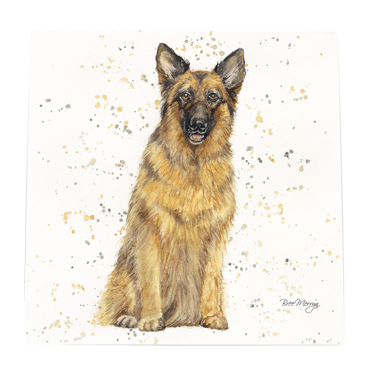 Bree Merryn Gunner Alsatian Art Tile 20x20cm - Ready to Hang