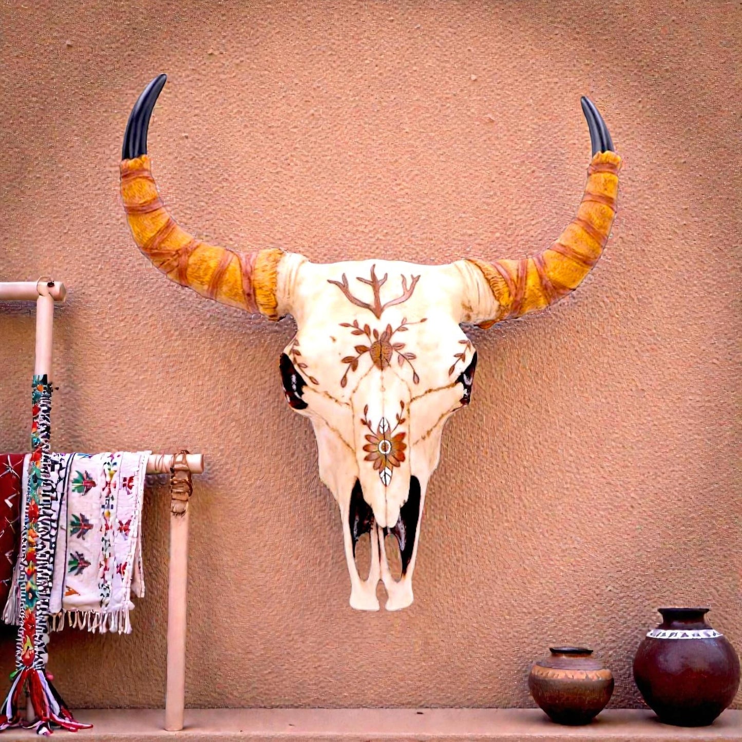 Bison Skull Ornament Western Wall Decor Rustic Boho Sculpture Tribal Display