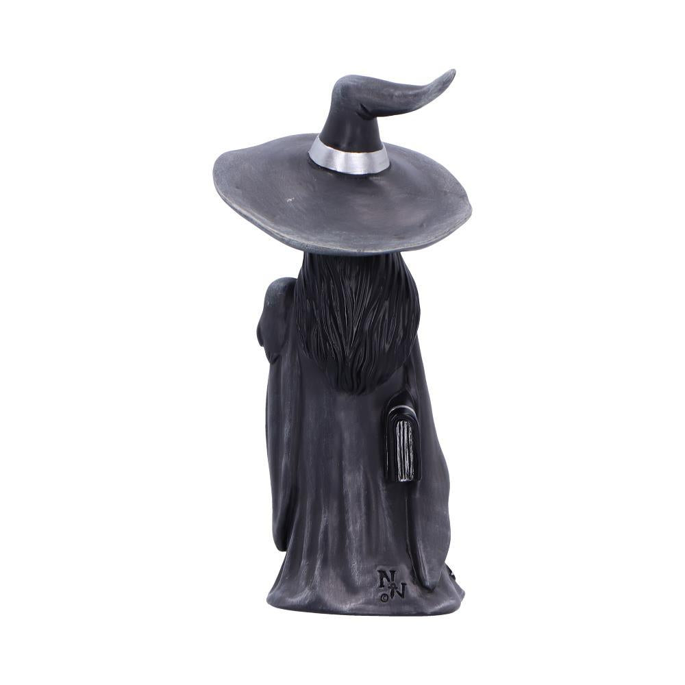 Little Souls Gleam Gothic Figurine Black Coat, Spell book & Owl Wiccan Altar Decor