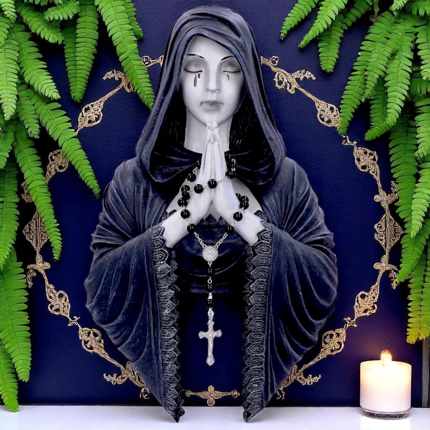 Gothic Prayer Nun Wall Plaque Witchy Hanging Dark Fallen Angel Figurine Art Decor