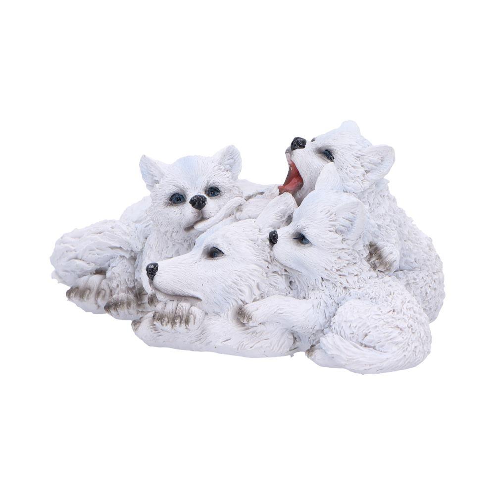 Wolf Family Figurine with Playful Pups Wildlife Decor Sculpture Animal Ornament