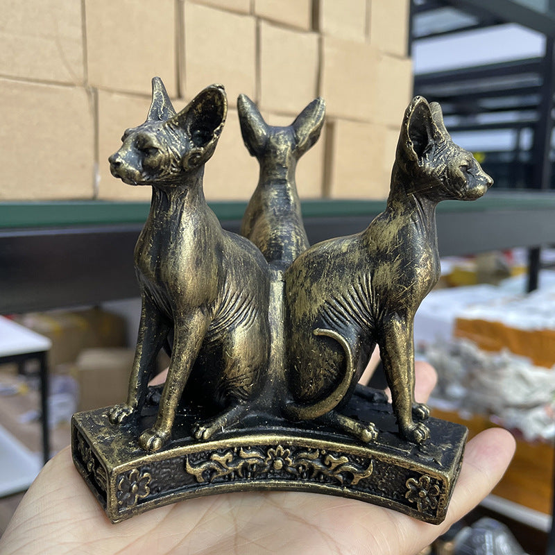Ancient Egyptian Style Animal Cat Resin Crafts Base Ornaments