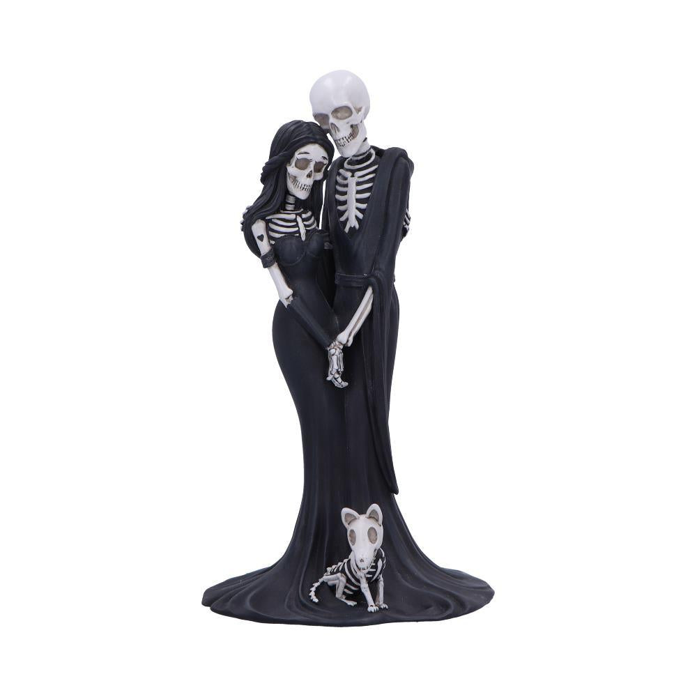 Gothic Skeleton Embrace Figurine Couple & Dog Everlasting Macabre Fantasy Art
