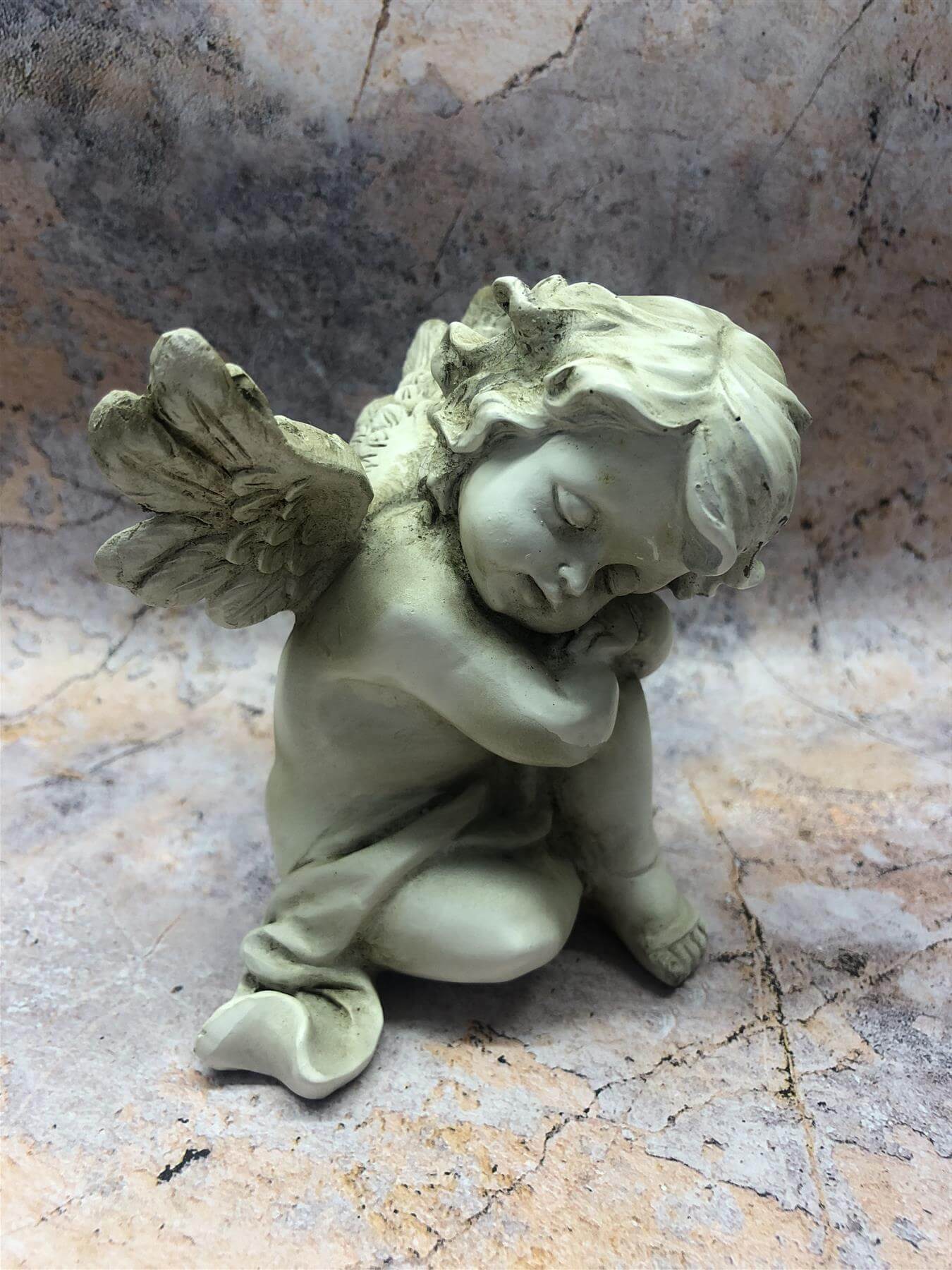 Guardian Angel Figurine Cherub Statue Resin Grave or Garden Ornament Sculpture Statue Graveside Figure 12 cm