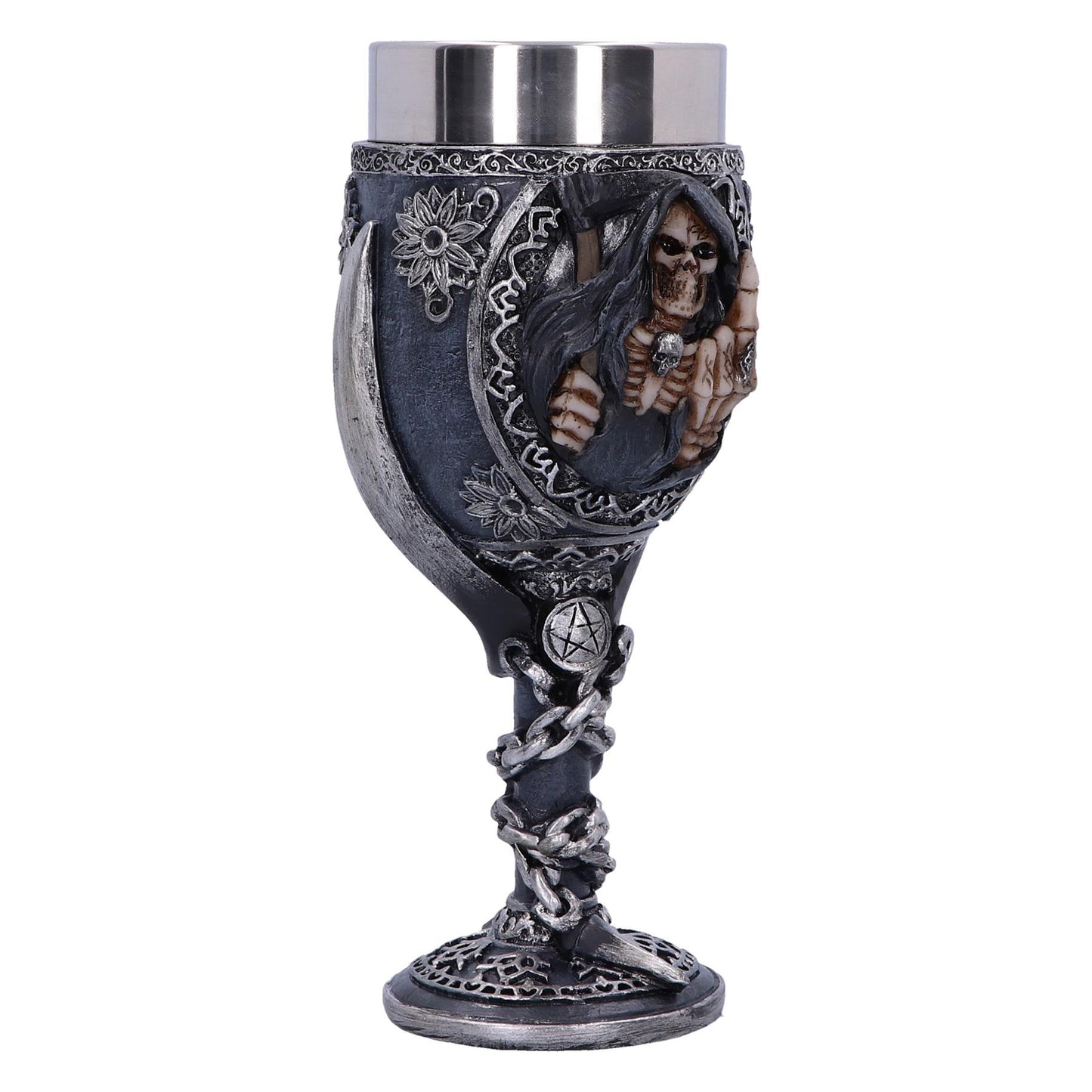 Reaper Skeleton Goblet Gothic Chalice with Stainless Steel Insert Skull Horror