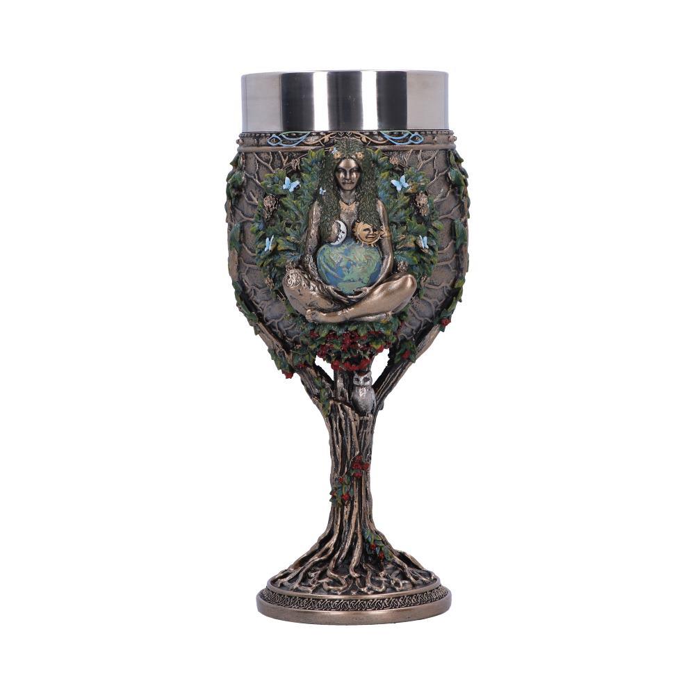 Mother Earth Goblet Pagan Goddess Chalice Wiccan tree Of Life Stainless Insert