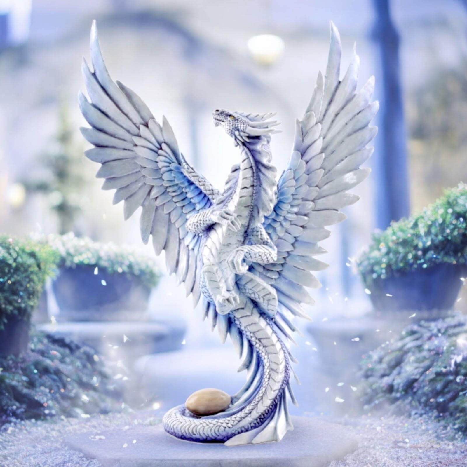 Majestic White Dragon Sculpture by Anne Stokes | Hand-Painted Gothic Fantasy Art | 31.5 cm x 21.5 cm Collectible | High-Quality Resin Figurine | Perfect Gift Boxed-Osiris Craftworks