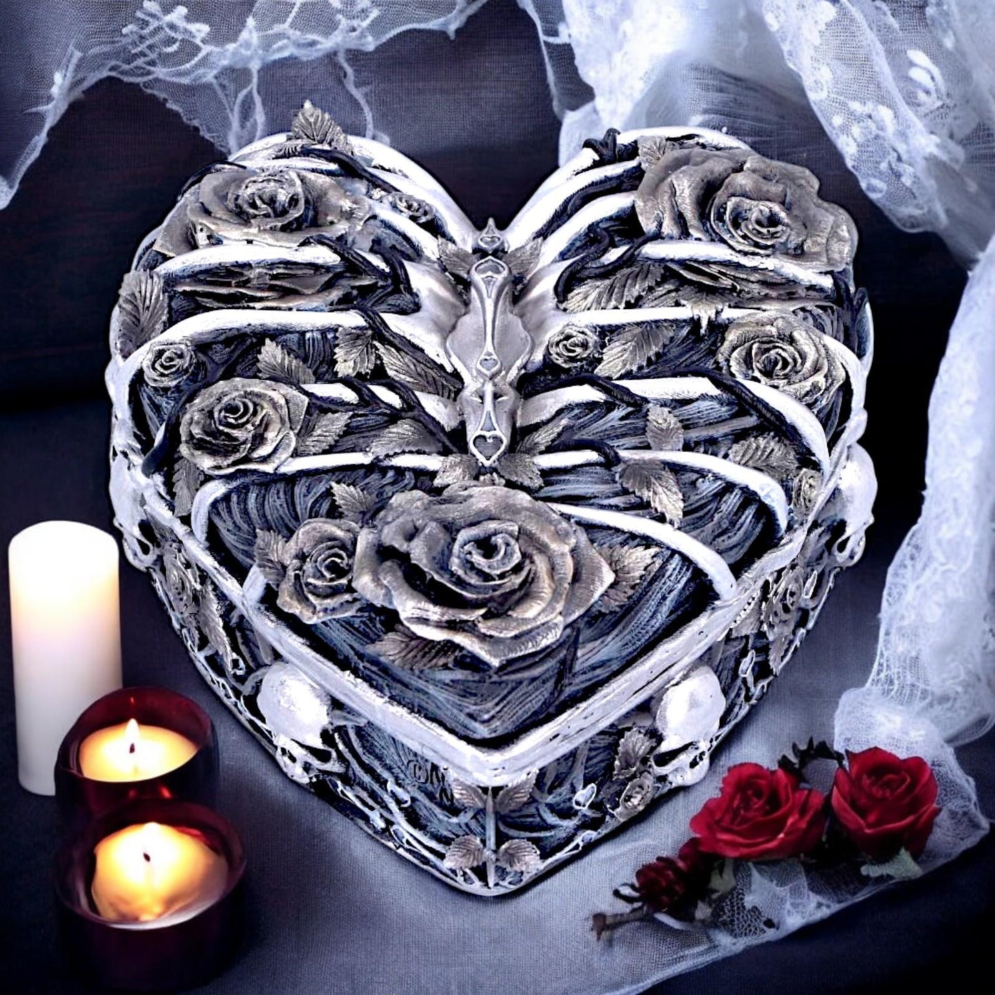 Gothic Caged Heart Trinket Box Fantasy Keepsake Ornament