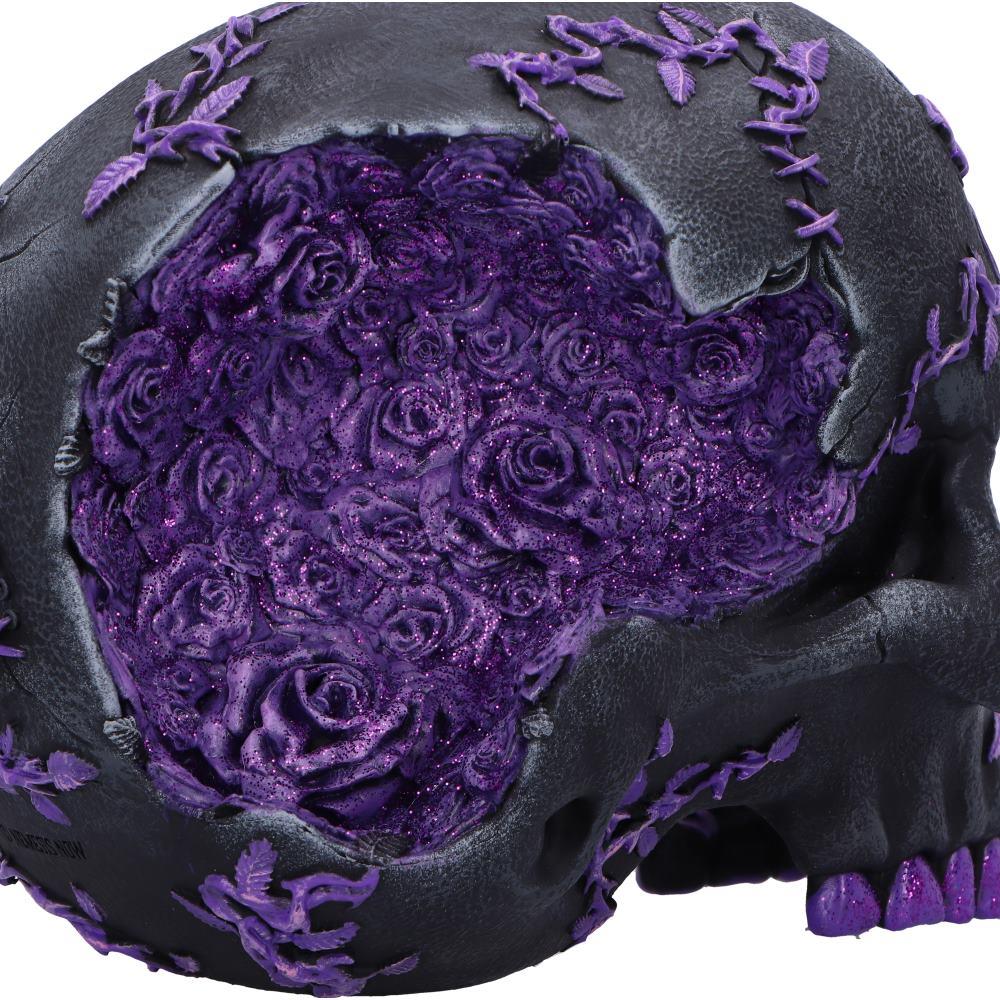 Fantasy Roses Skull Purple Gothic Geode Figurine Crystal Horror Ornament Decor