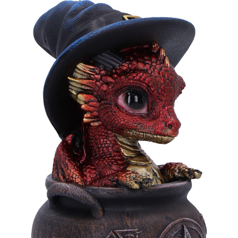 Red Dragon in Cauldron Figurine Gothic Witchcraft Fantasy Magical Creature Gift