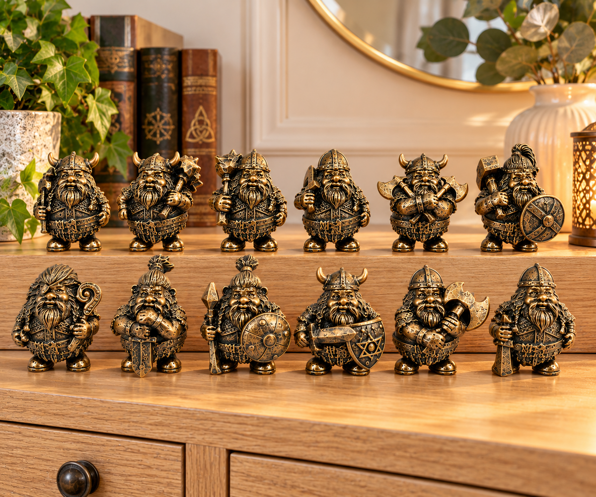 Viking Figurines Set of 12 Norse Warriors Nordic Miniature Ornaments Collectibles