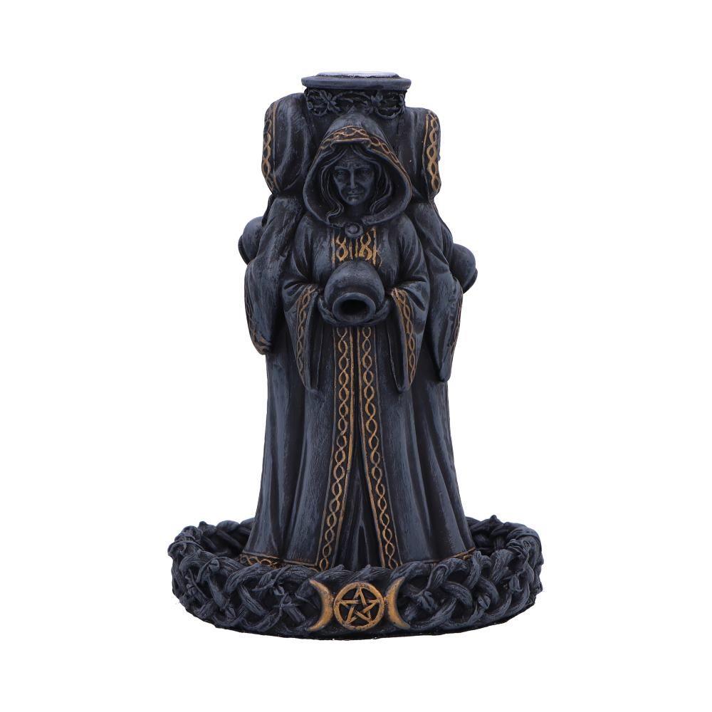 Triple Moon Goddess Incense Burner | Wiccan Backflow Resin Holder 15.5cm Witch Decor