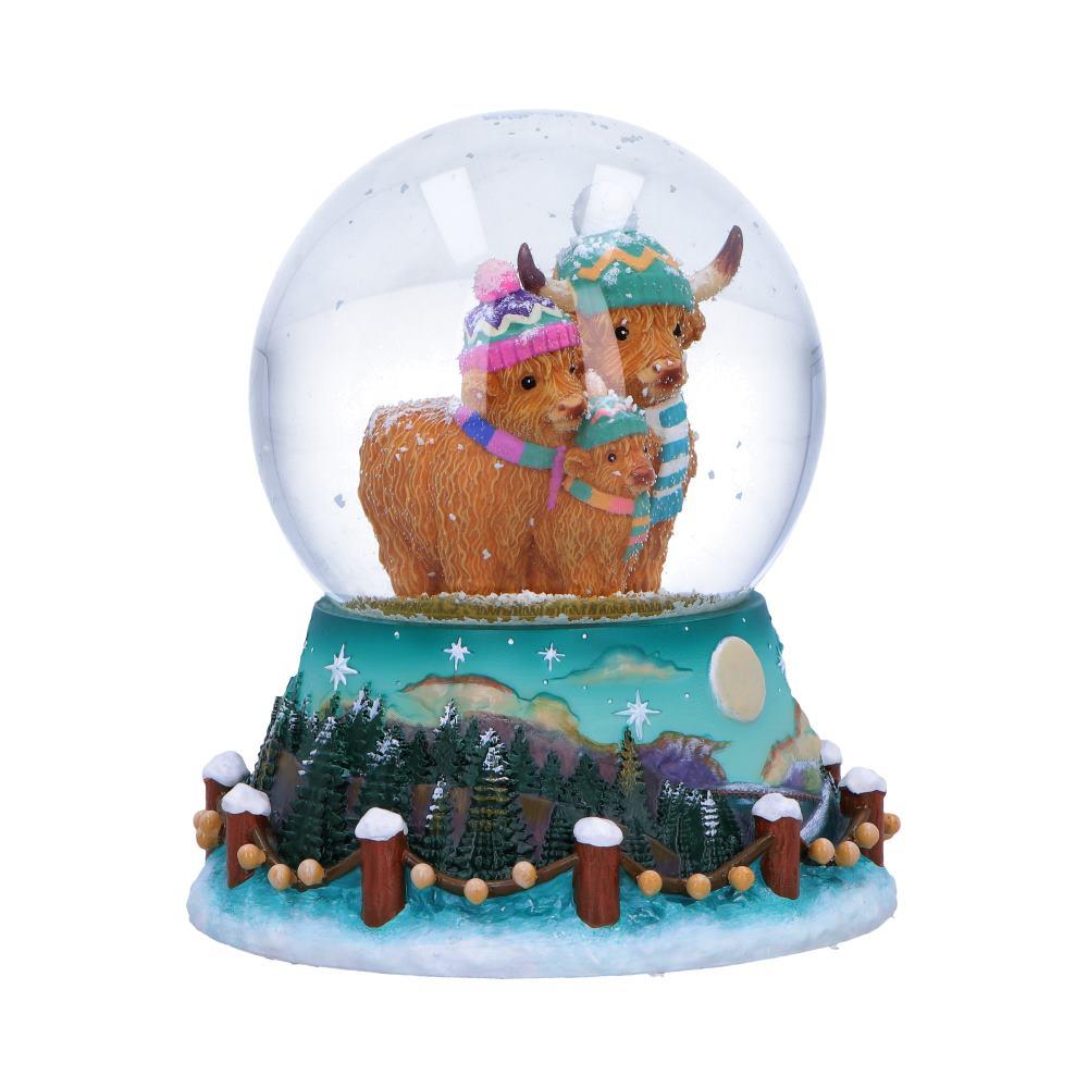 Highland Cow Snow Globe Christmas Winter Scottish Cattle Family Ornament