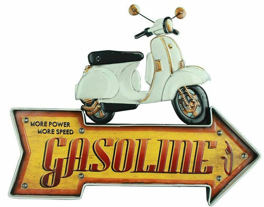 Vintage Metal 3D LED Logo Sign Garage Motorcycle Moped Man Cave Wall Plaque