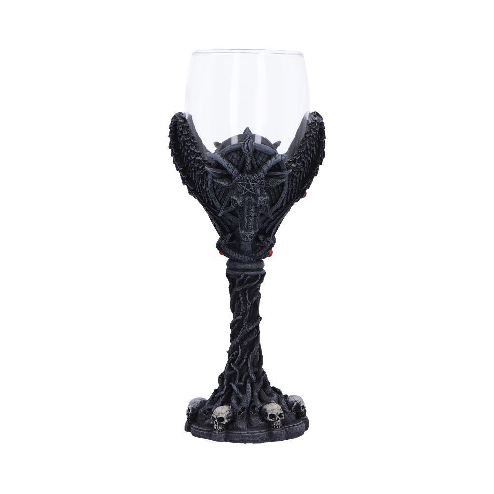 Dark Gothic Baphomet Goblet  Occult Chalice Wine Vasal with Pentagram & Skulls