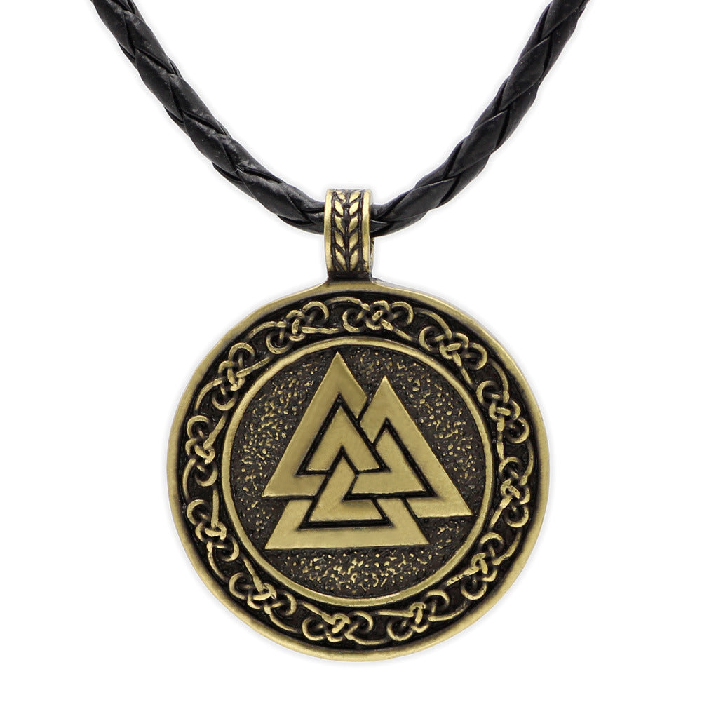 Men Ethnic Viking Warrior Scandinavian Amulet Valknut Odin's Symbol Of Norse Runes Necklace