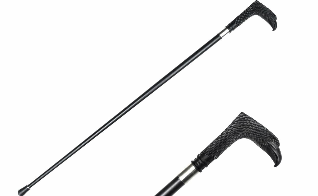 Black Eagle Handle Cane 92cm | Cosplay Prop Staff for LARP, Costume, Theatre & Display