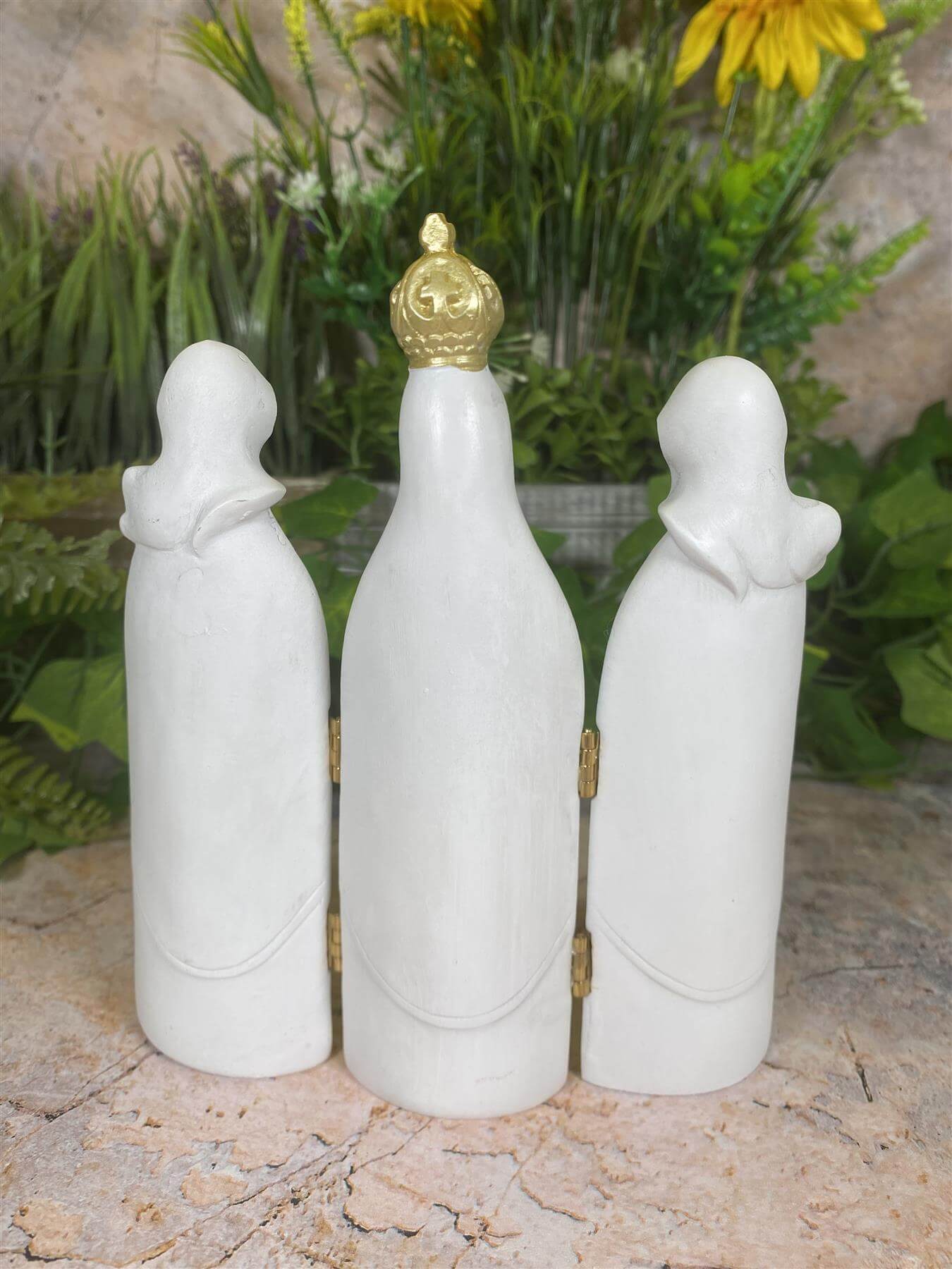 Exquisite Our Lady of Fatima Triptych Handcrafted Resin Masterpiece