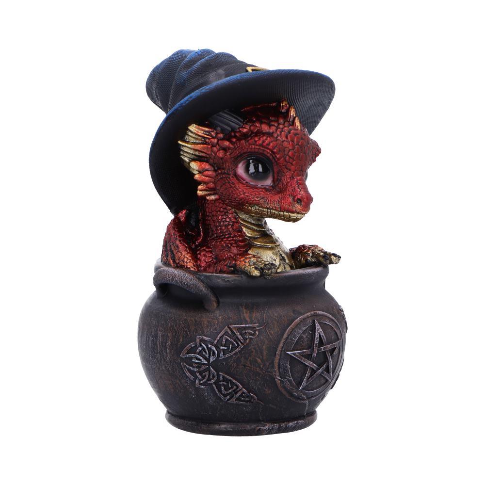 Red Dragon in Cauldron Figurine Gothic Witchcraft Fantasy Magical Creature Gift