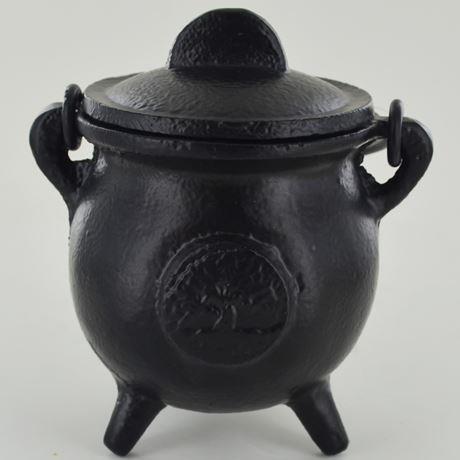 Cast Iron Tree of Life Cauldron Wiccan Altar Tool Pagan Witchcraft Ritual Burner