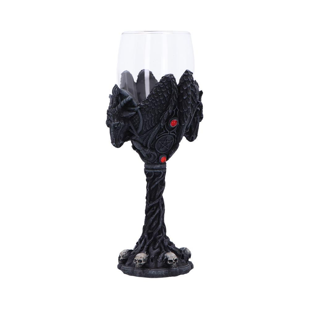 Dark Gothic Baphomet Goblet  Occult Chalice Wine Vasal with Pentagram & Skulls