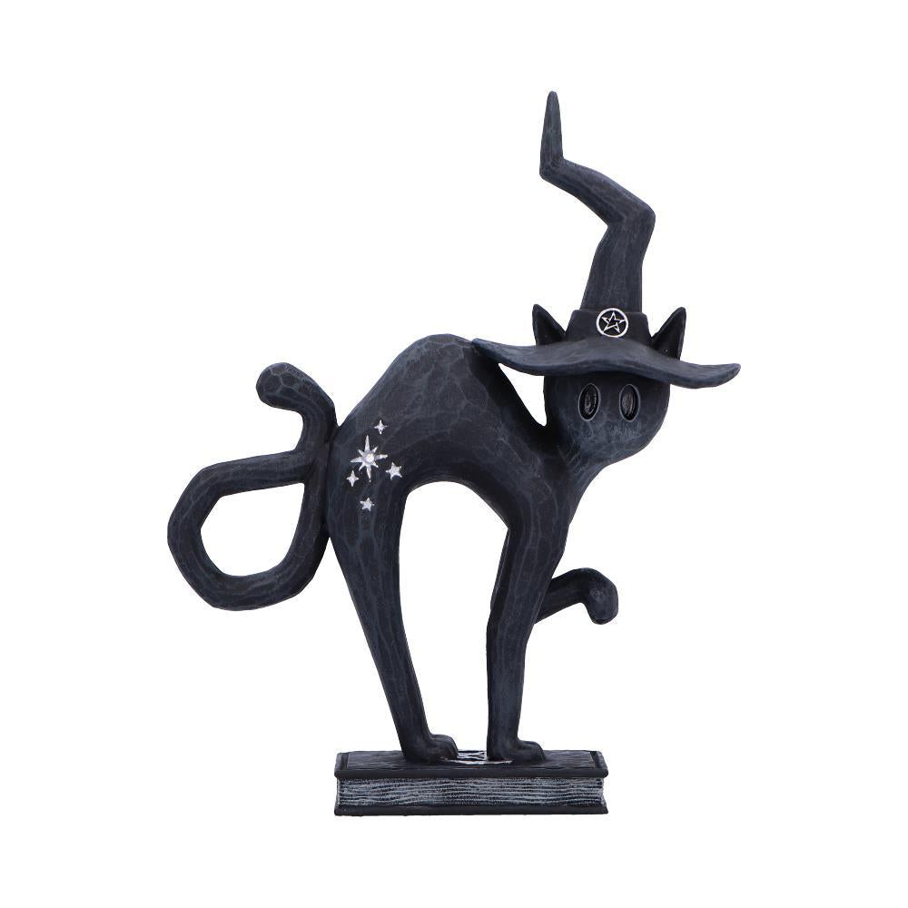 Witchy Black Cat Spell Figurine Gothic Statue Celestial Symbols Spooky occult Art