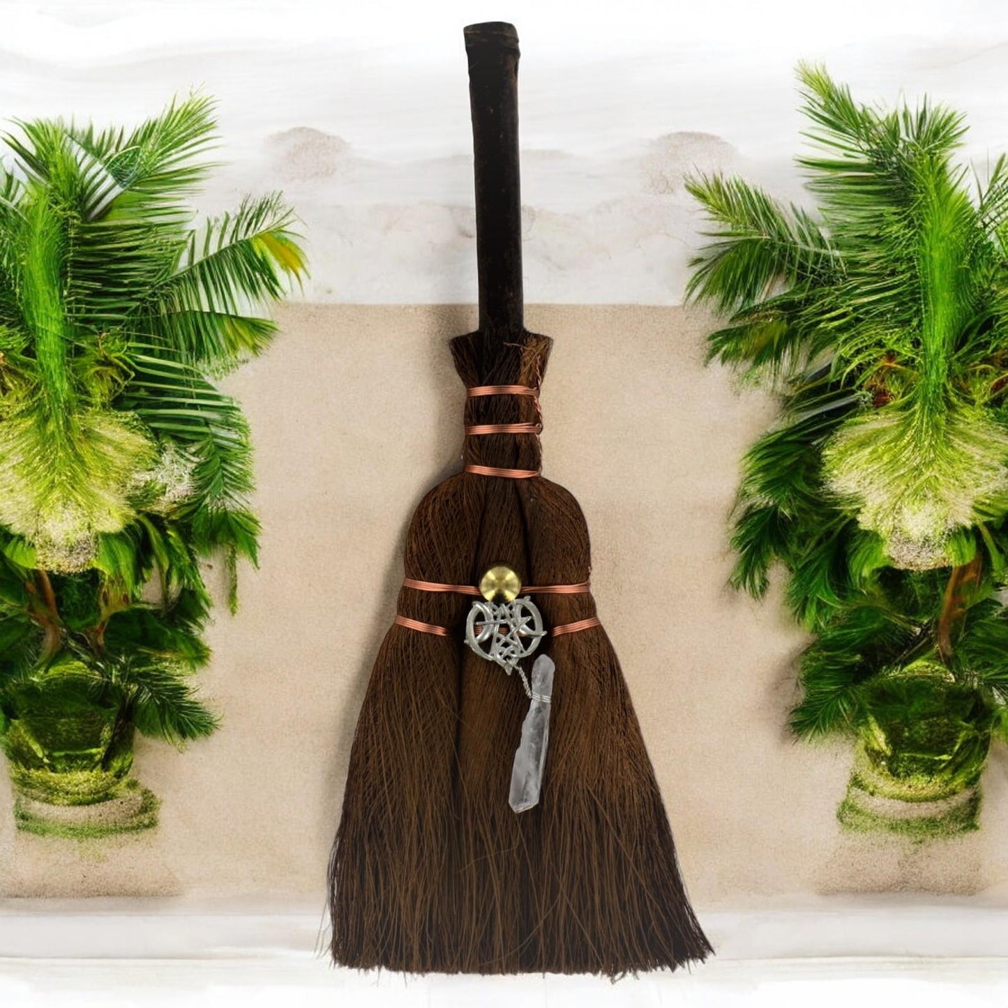 Copper Witch Broom for Pagan Rituals | Wicca Altar Decor