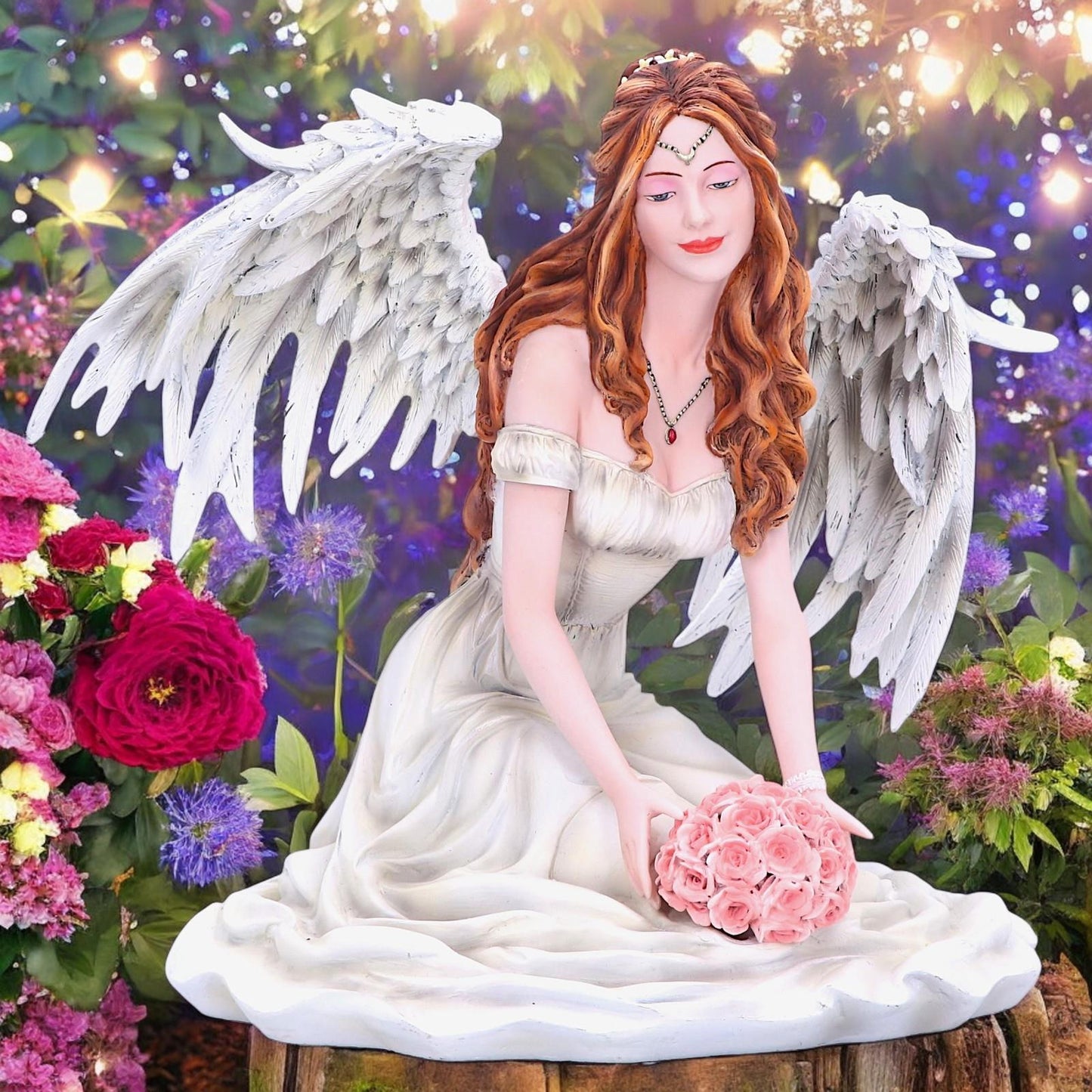 Enchanting Angelic Angel Figurine Mystical Fantasy Sculpture Home Decor Boxed