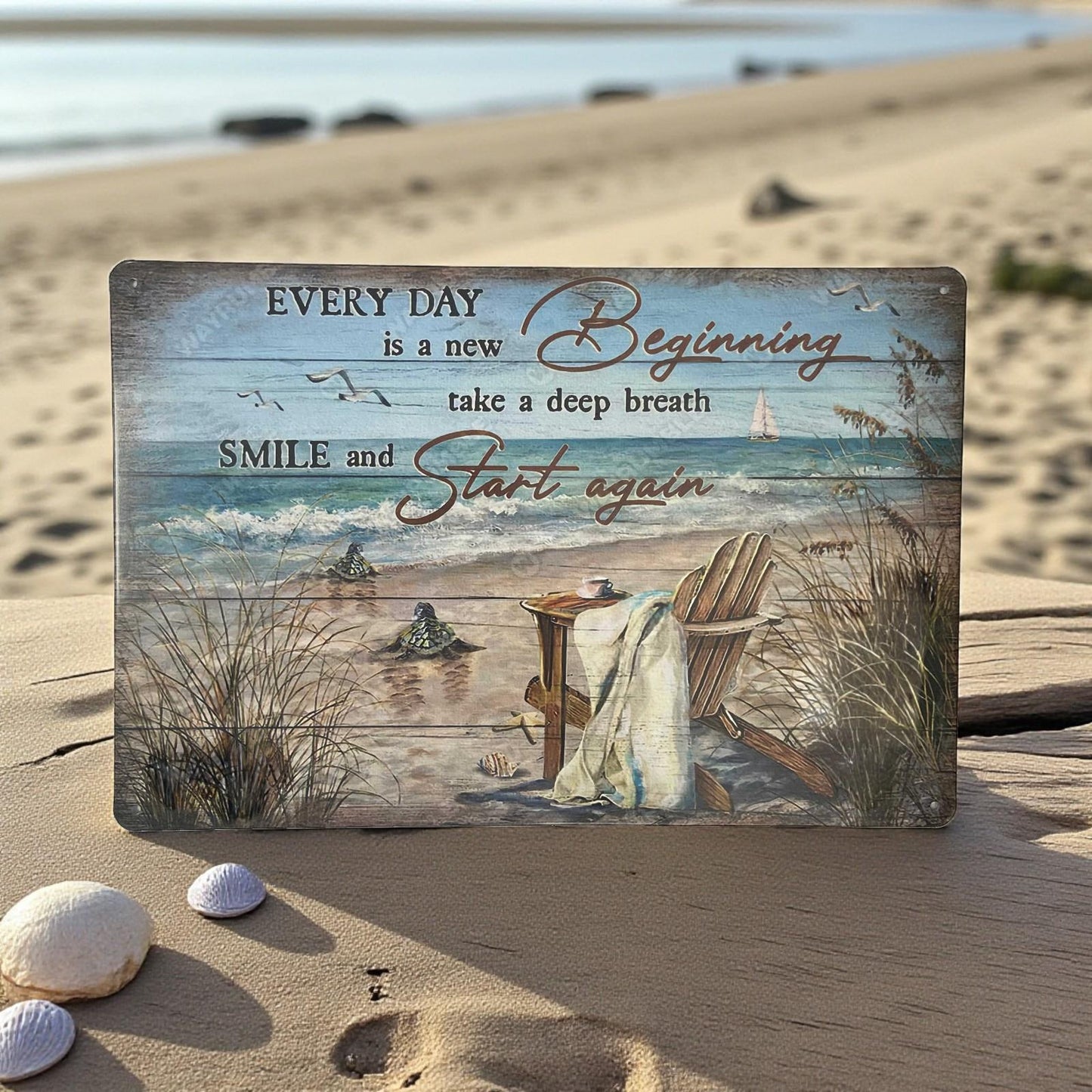 Coastal Wall Art Every Day Is A New Beginning Metal Plaque Home Inspiration