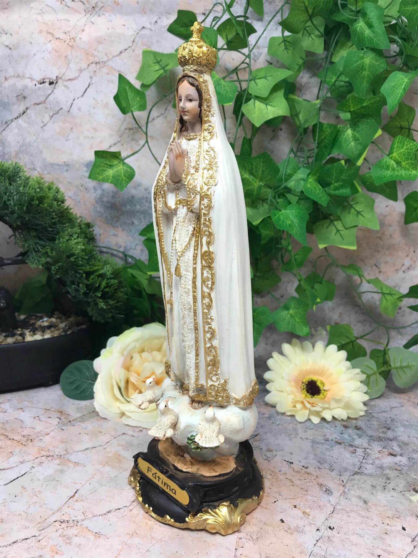 Blessed Virgin Mary Our Lady of Fatima Statue Ornament Figurine Coloured Sculpture Figure