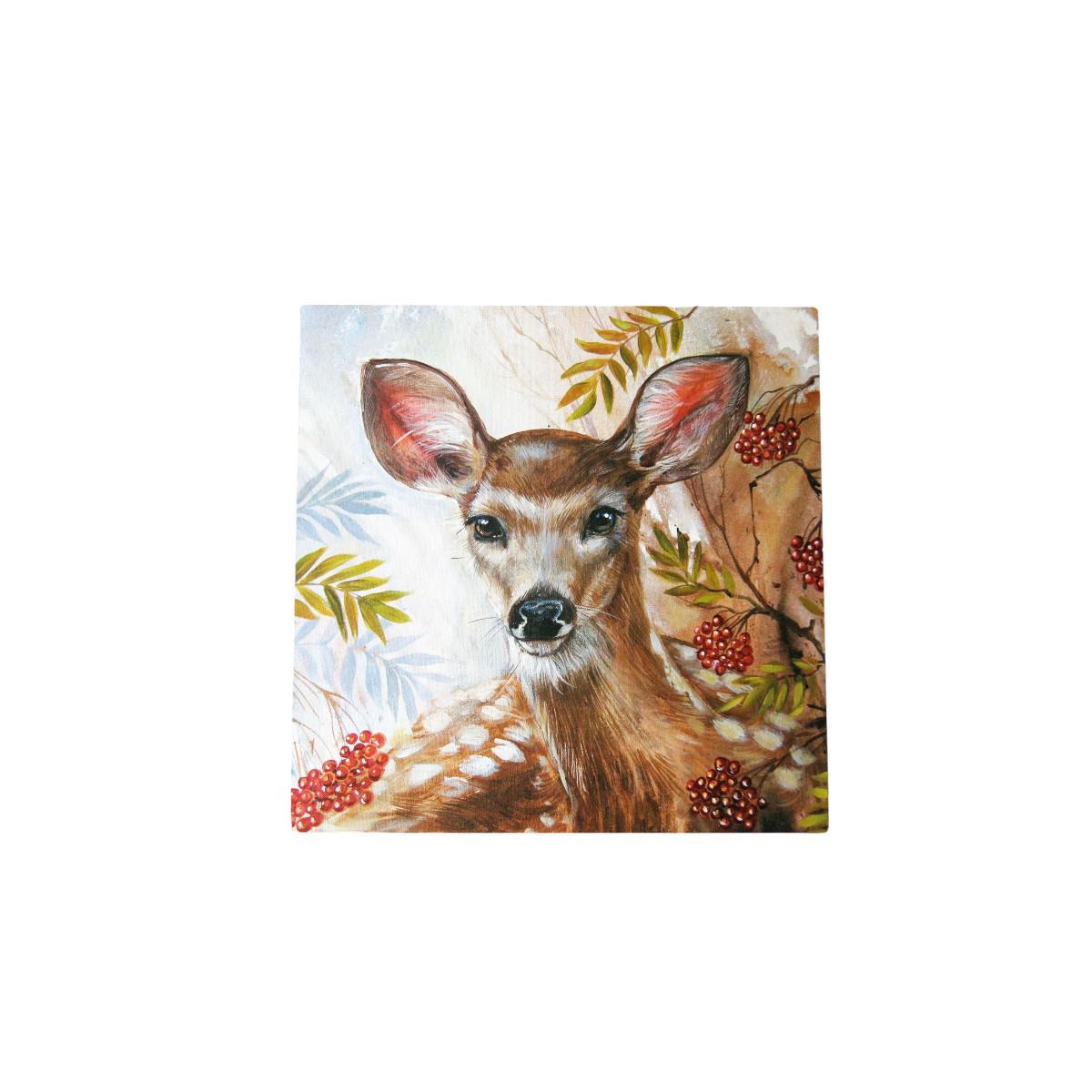 THE GLADES Deer Ceramic Art Tile by Judith Yates 20x20cm - Handcrafted & Ready to Hang