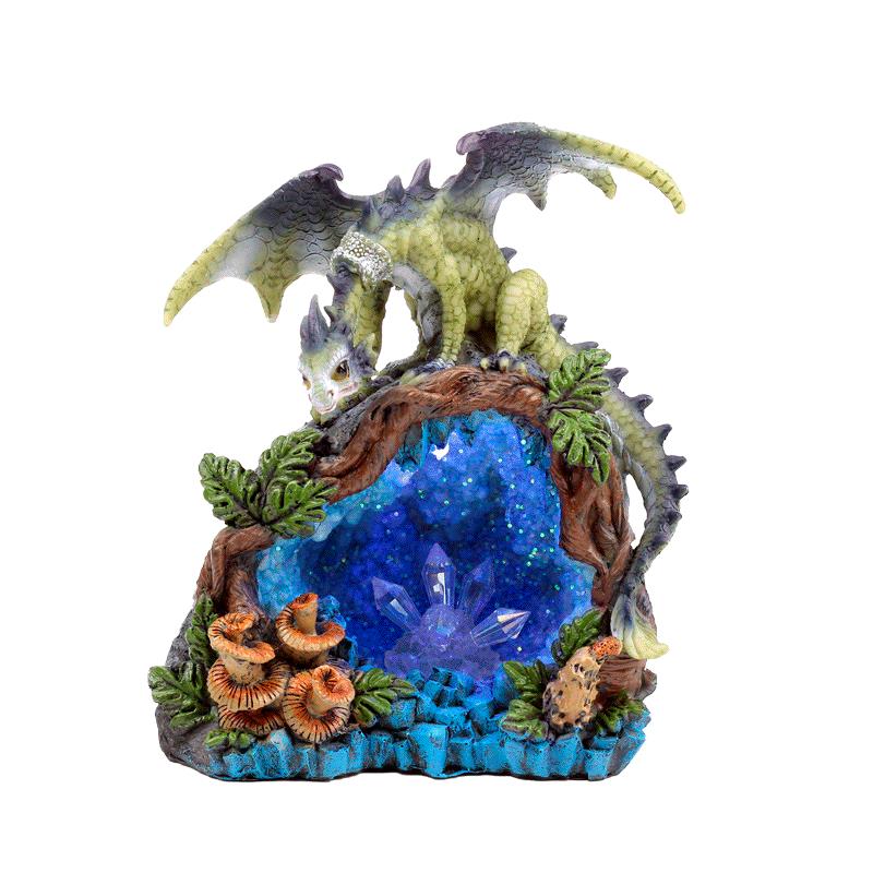 Dragon LED Crystal Cave Figurine - Color-Changing Fantasy Ornament Statue