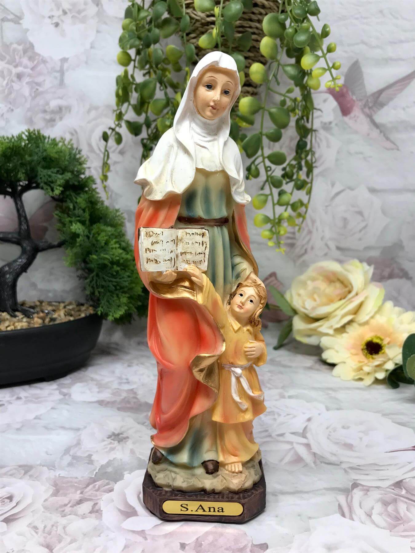 Saint Anne Statue Catholic Saint Sculpture Religious Santa Ana Ornament Figurine 23 cm