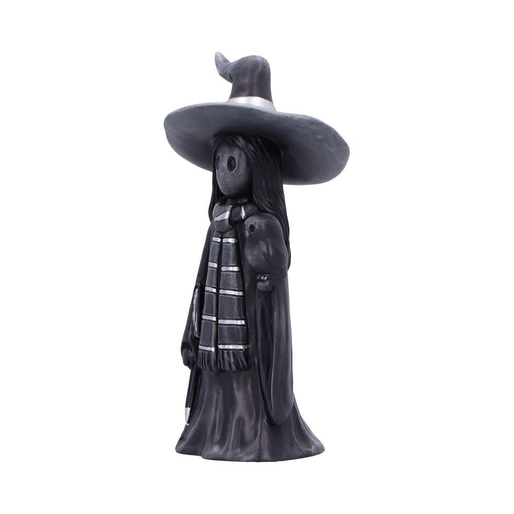 Little Souls Gleam Gothic Figurine Black Coat, Spell book & Owl Wiccan Altar Decor