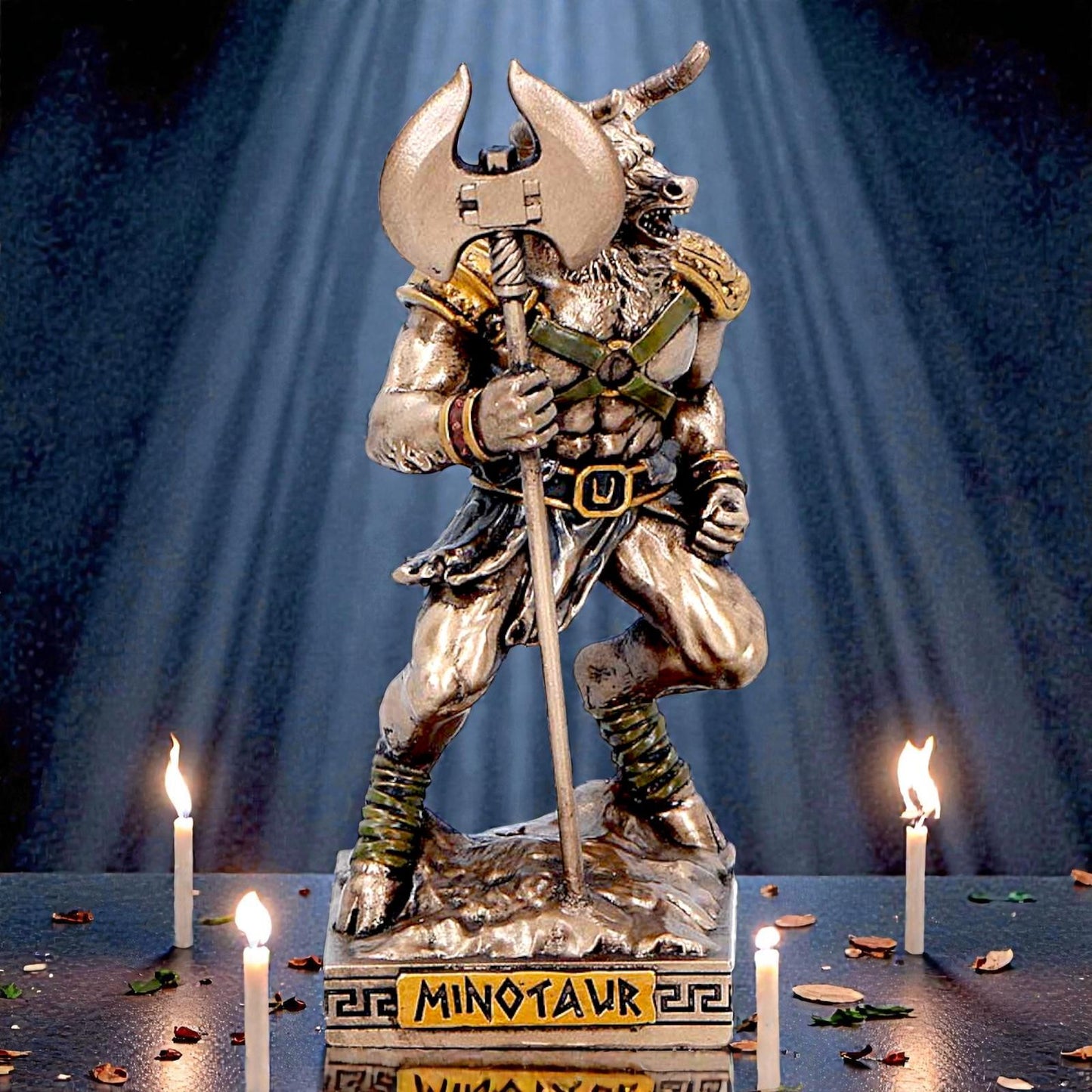 Minotaur Mini Figurine Greek Mythology Beast Warrior Axe Statue Ornament Art