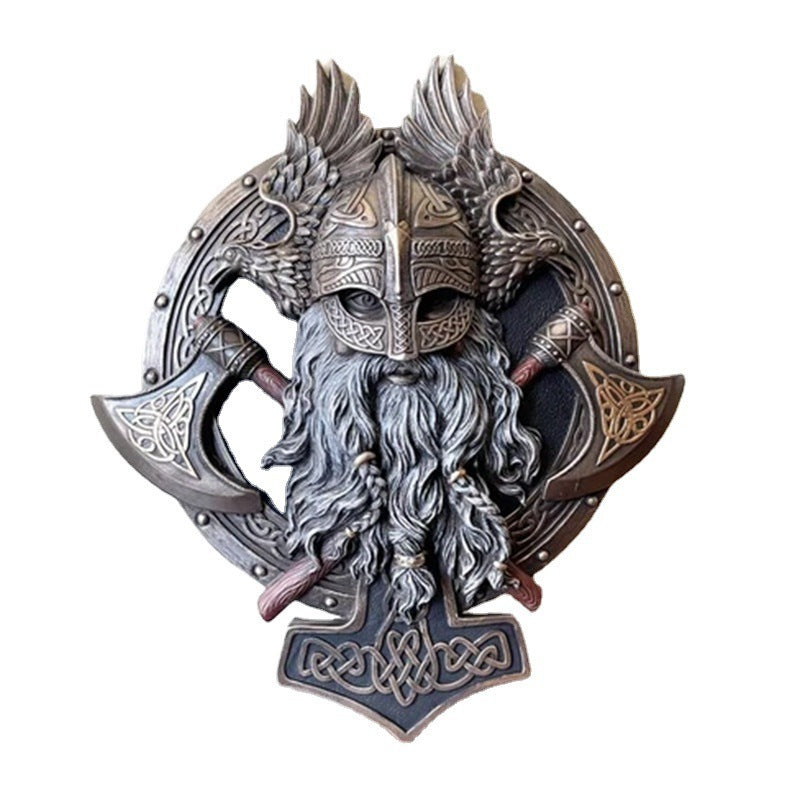 Fashion Viking Berserker Double Axe Wall Decoration Plaque Resin Pendant Crafts