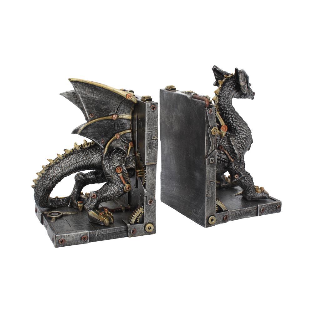 Gothic Steampunk Dragon Bookends Fantasy Figurines Mythical Creatures Decor