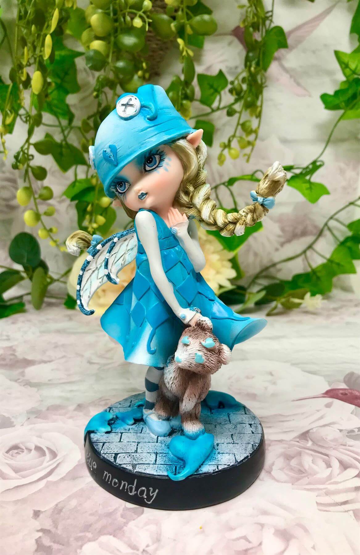 Dolly Fae Collection: "Blue Monday" Fairy with Teddy Bear By Selina Fenech