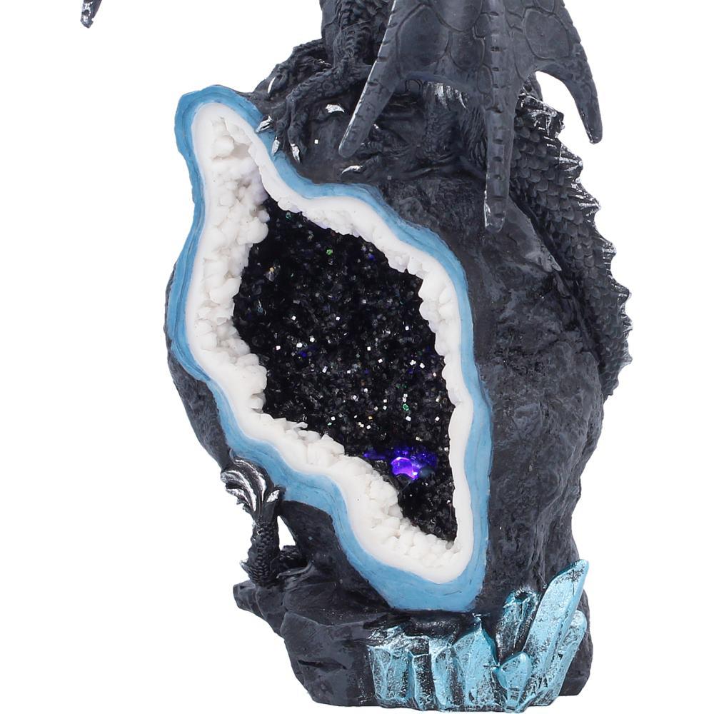 Midnight Custodian Light Up Dragon Statue LED Fantasy Geode Dragon Ornament
